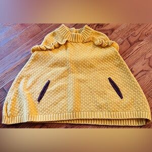 Janie and Jack Poncho Sweater Ribbed Cable Knit Yellow Sunflower 3 Excellent